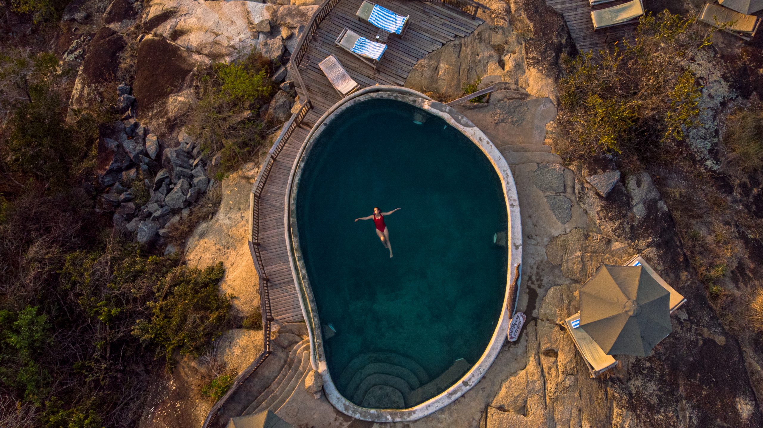 The magnificient swimming pool at Mihingo Lodge, Lake Mburo National Park, Uganda